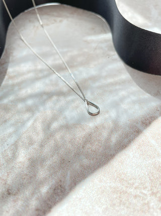 FILIPPA Mini Necklace - silver hollow drop pendant necklace