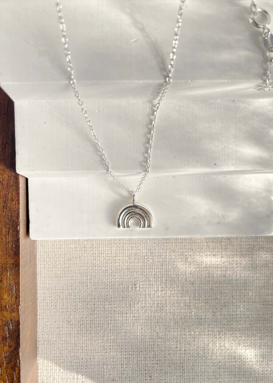 Handmade Eco-Friendly fine jewellery by Marie Beatrice Gade, JOY - Mini silver rainbow necklace