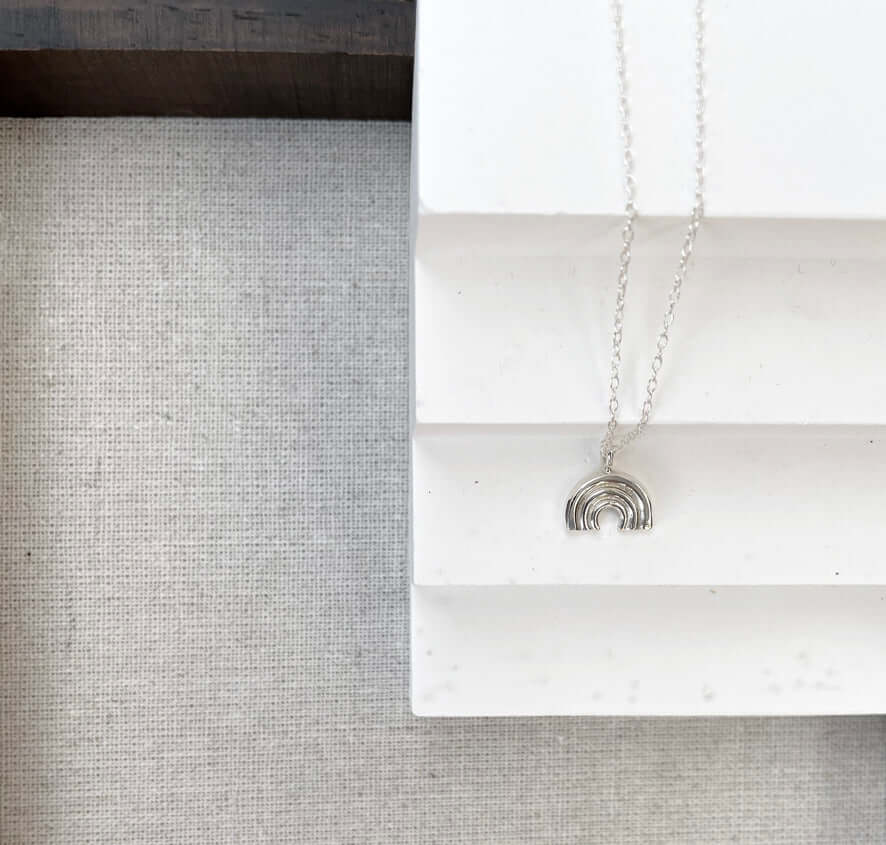 Handmade Eco-Friendly fine jewellery by Marie Beatrice Gade, JOY - Mini silver rainbow necklace