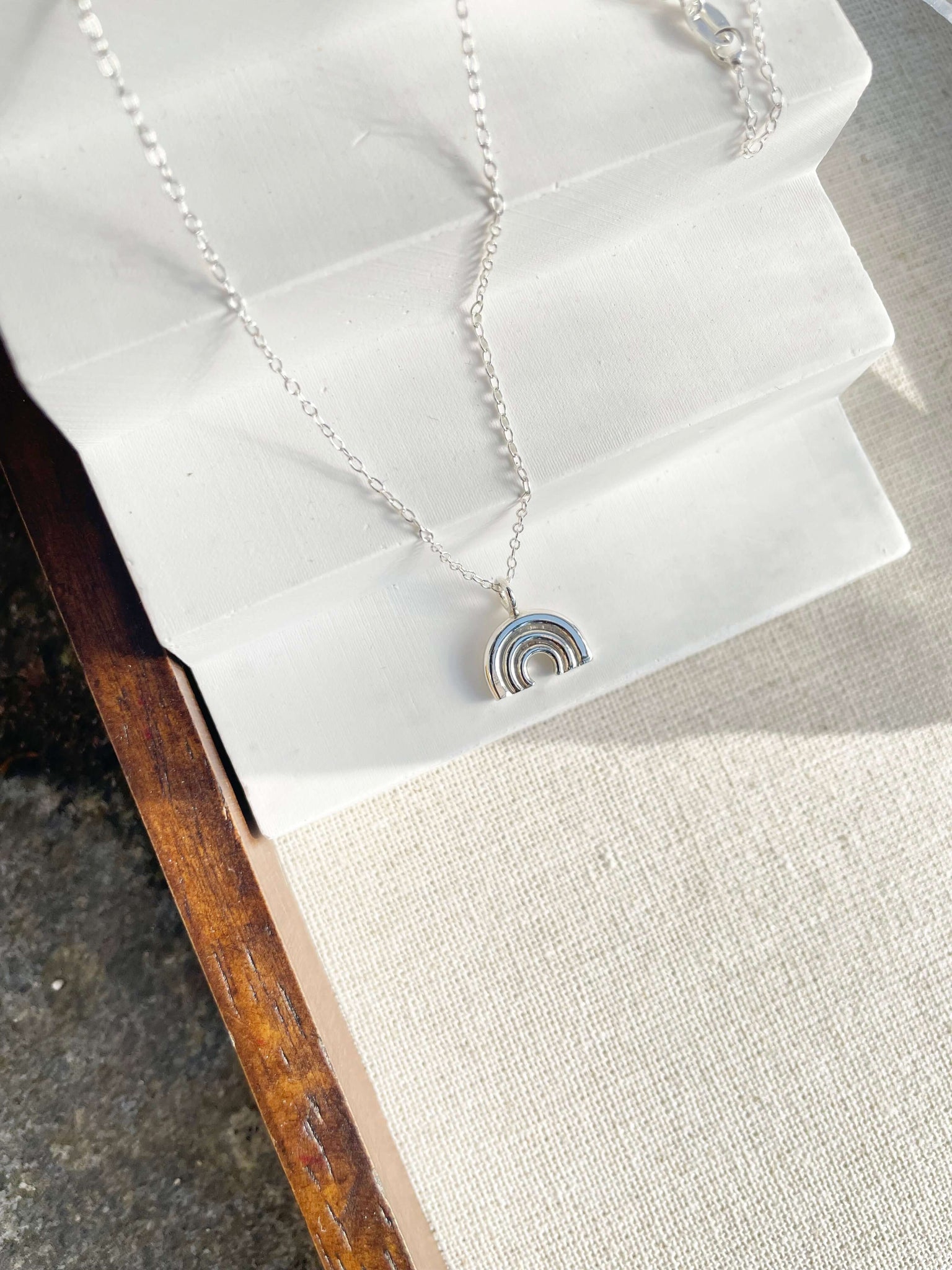 Handmade Eco-Friendly fine jewellery by Marie Beatrice Gade, JOY - Mini silver rainbow necklace