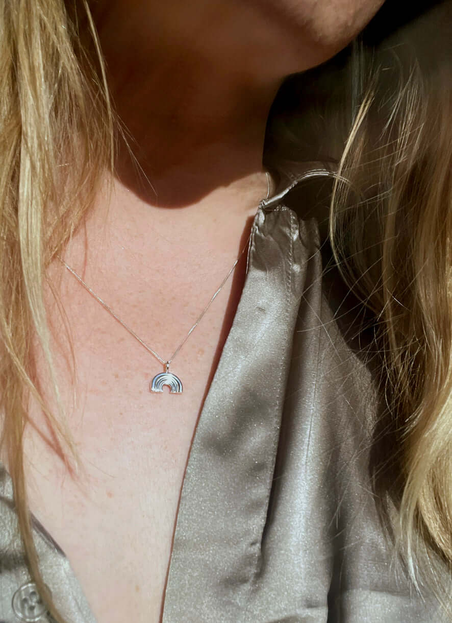 Handmade Eco-Friendly fine jewellery by Marie Beatrice Gade, JOY - Mini silver rainbow necklace