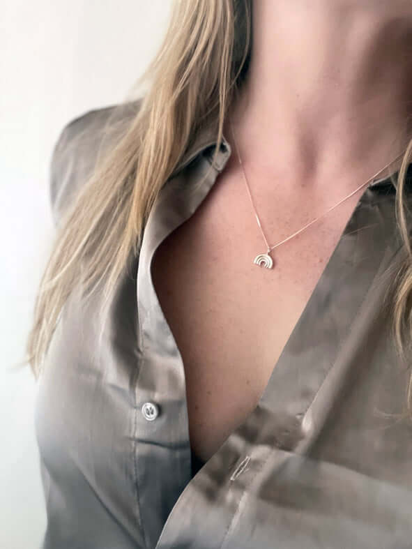 Handmade Eco-Friendly fine jewellery by Marie Beatrice Gade, JOY - Mini silver rainbow necklace