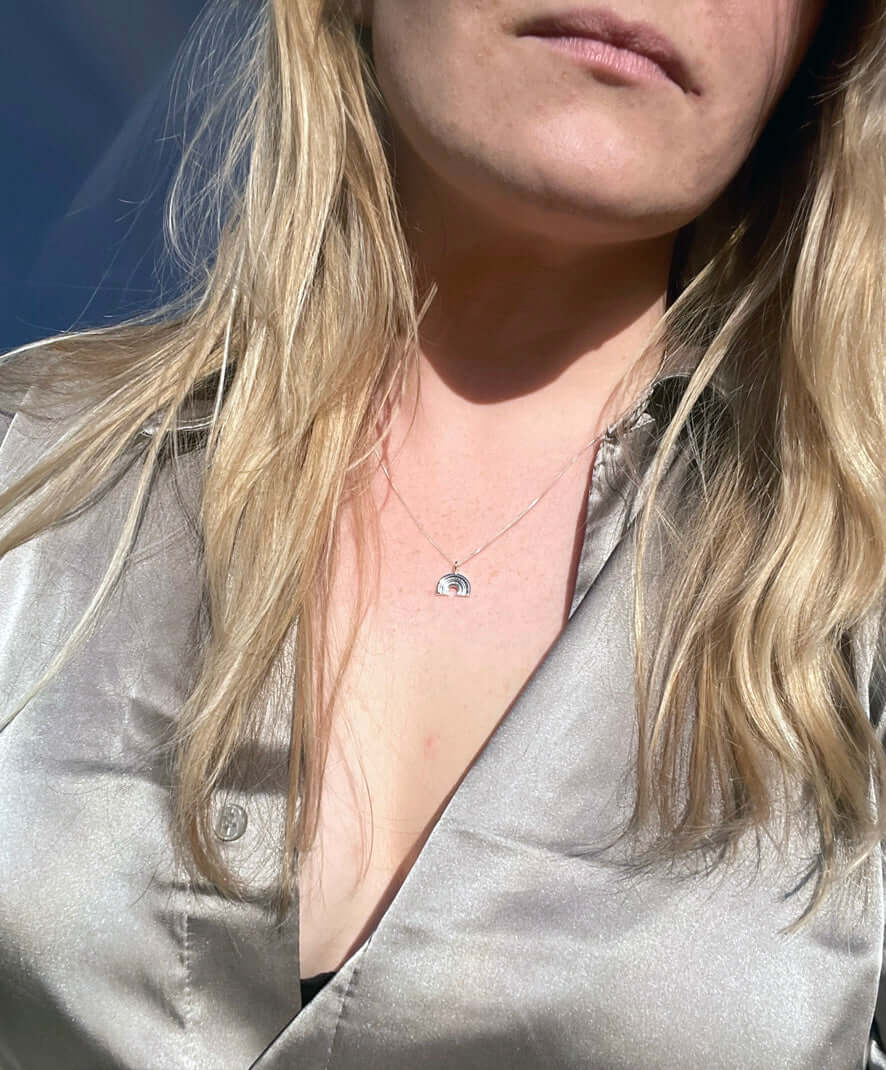 Handmade Eco-Friendly fine jewellery by Marie Beatrice Gade, JOY - Mini silver rainbow necklace