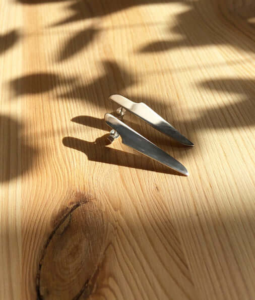 Handmade Eco-Friendly fine jewellery by Marie Beatrice Gade, ALINE - Organic shaped silver earrings