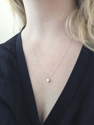 Handmade Eco-Friendly fine jewellery by Marie Beatrice Gade, CARIN - Silver cube necklace