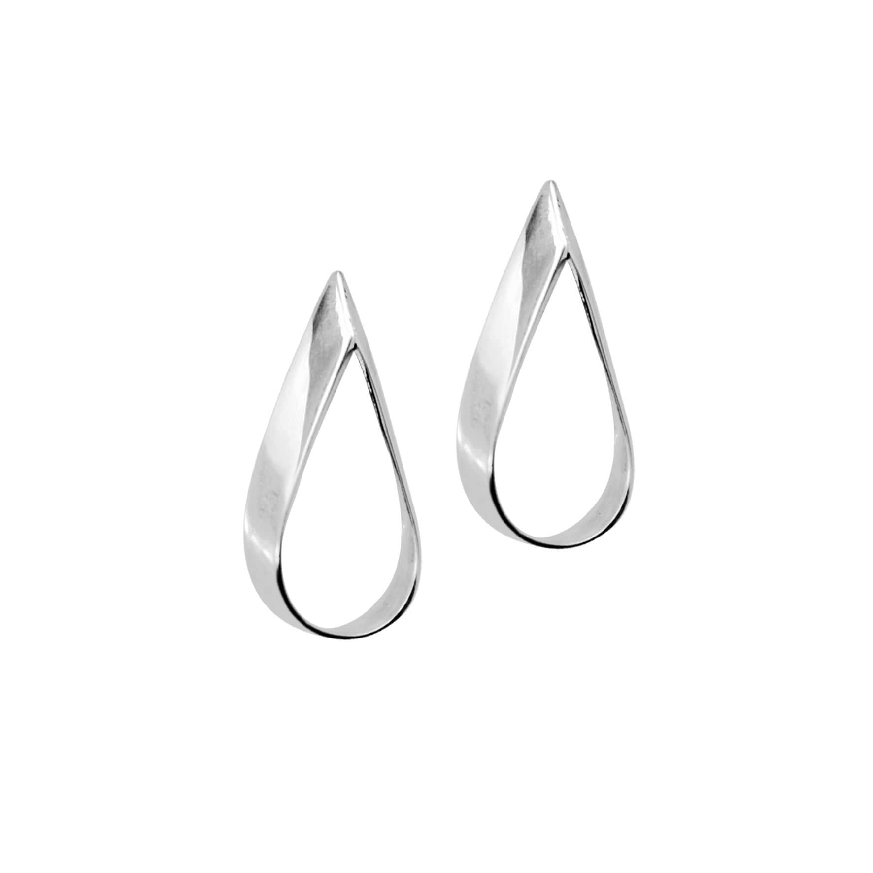 Handmade Eco-Friendly fine jewellery by Marie Beatrice Gade, CLAIRE - Hollow teardrop silver earrings