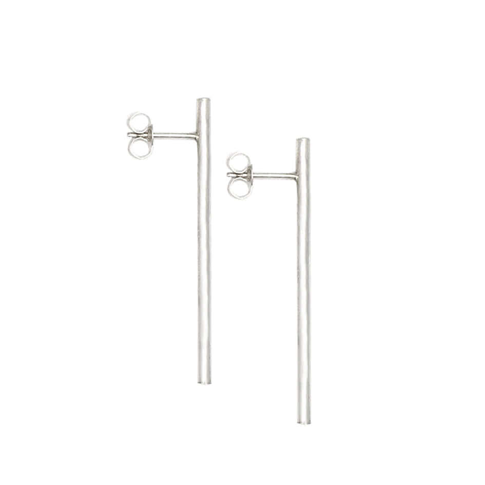Handmade Eco-Friendly fine jewellery by Marie Beatrice Gade, CLAUDIA - Long stem silver earrings
