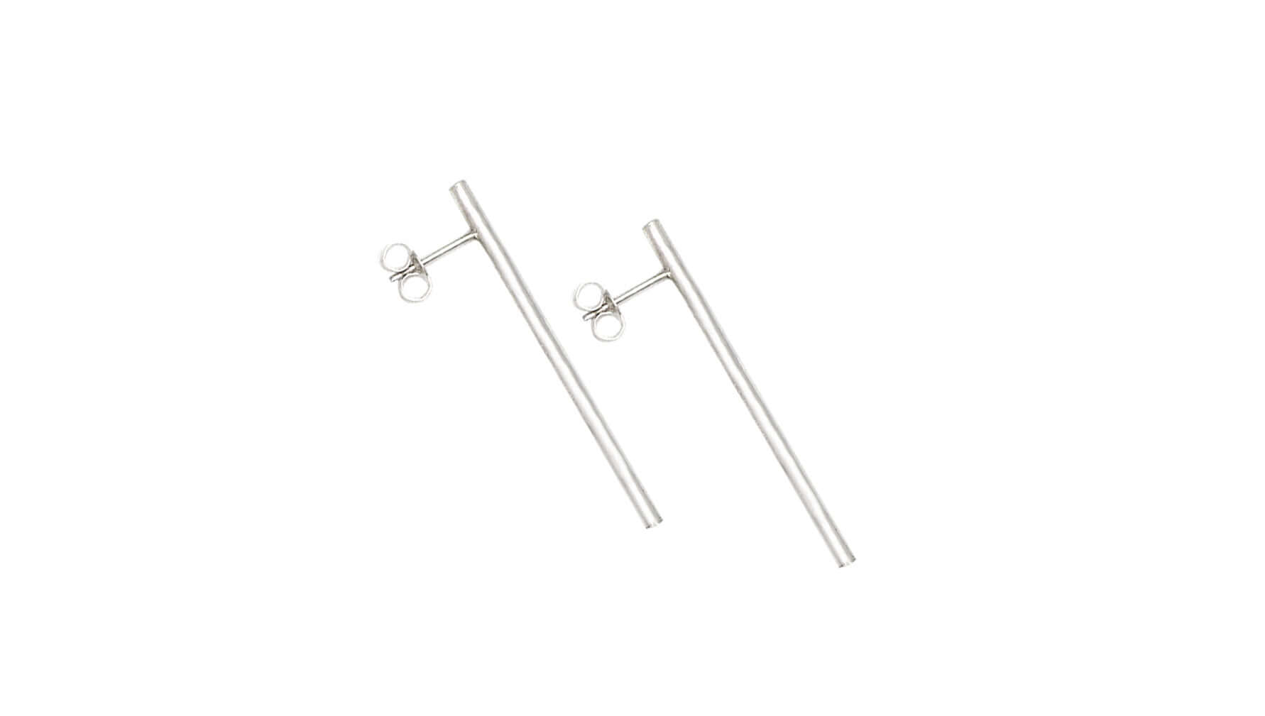 Handmade Eco-Friendly fine jewellery by Marie Beatrice Gade, CLAUDIA - Long stem silver earrings
