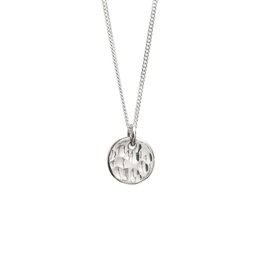 Handmade Eco-Friendly fine jewellery by Marie Beatrice Gade, DOMINGA Mini - Textured silver pendant necklace