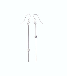 Handmade Eco-Friendly fine jewellery by Marie Beatrice Gade, DEW - Silver bead pendant earrings
