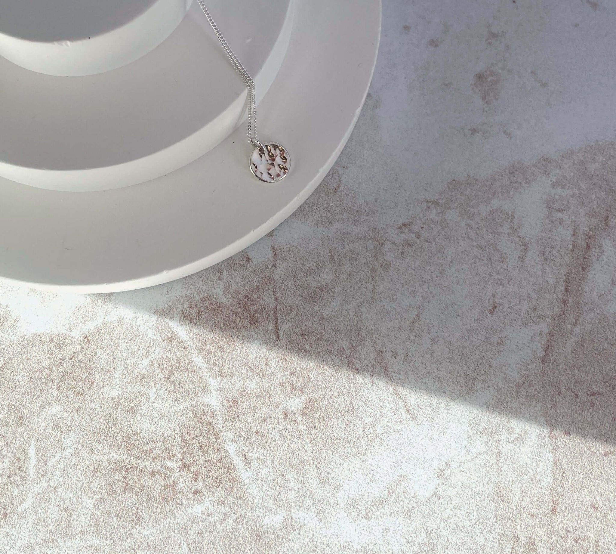 Handmade Eco-Friendly fine jewellery by Marie Beatrice Gade, DOMINGA - Hammered silver pendant necklace