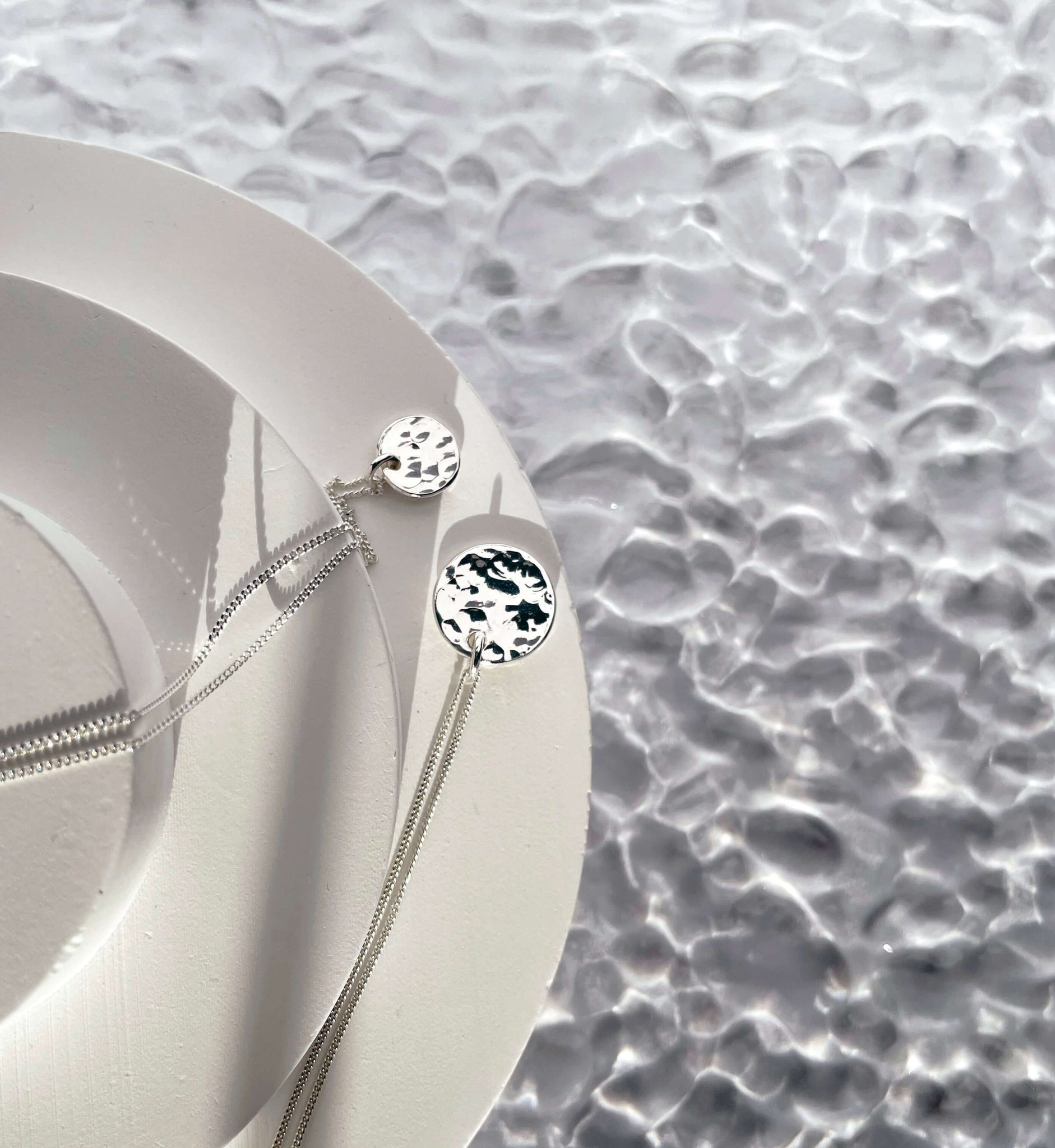 Handmade Eco-Friendly fine jewellery by Marie Beatrice Gade, DOMINGA Mini - Textured silver pendant necklace