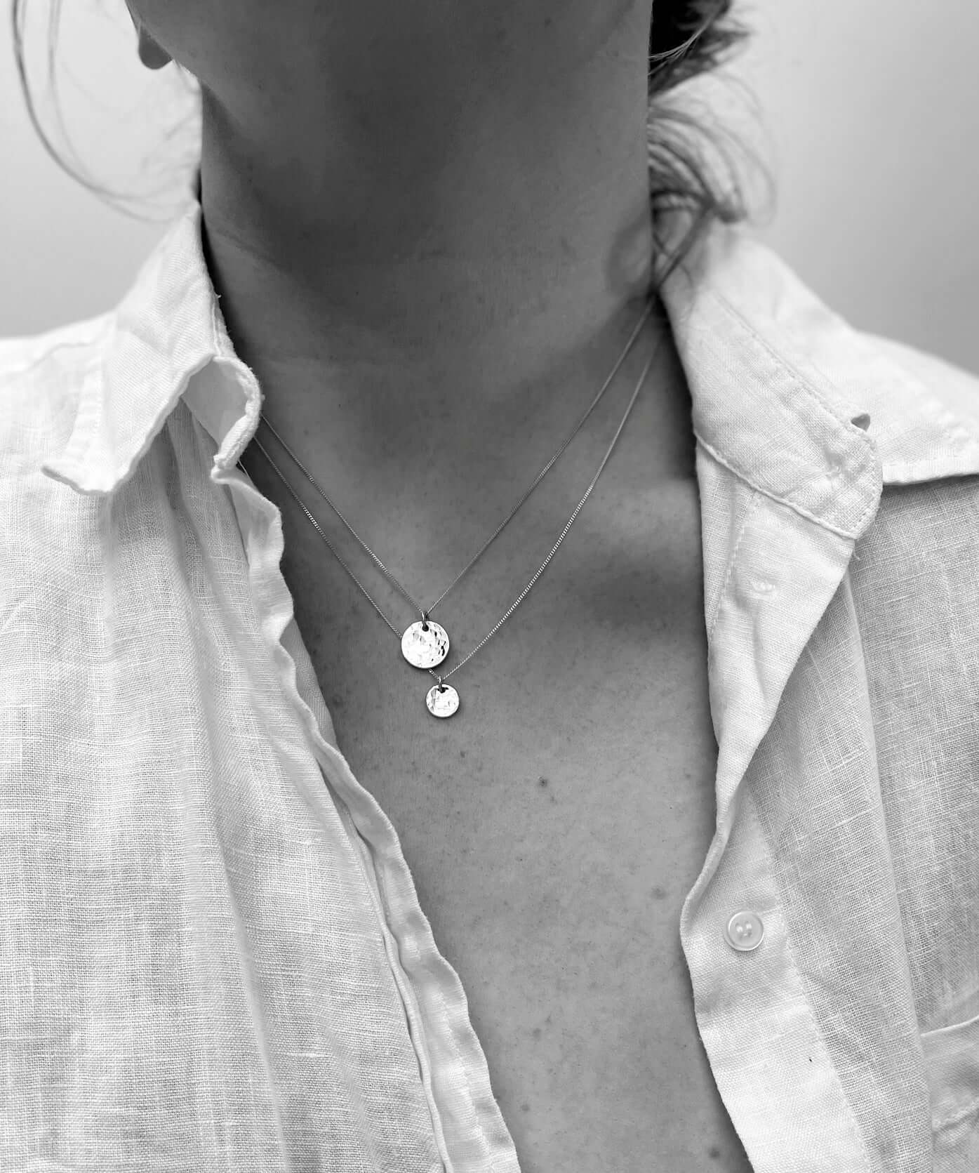 Handmade Eco-Friendly fine jewellery by Marie Beatrice Gade, DOMINGA - Hammered silver pendant necklace