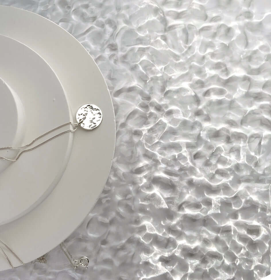 Handmade Eco-Friendly fine jewellery by Marie Beatrice Gade, DOMINGA - Hammered silver pendant necklace