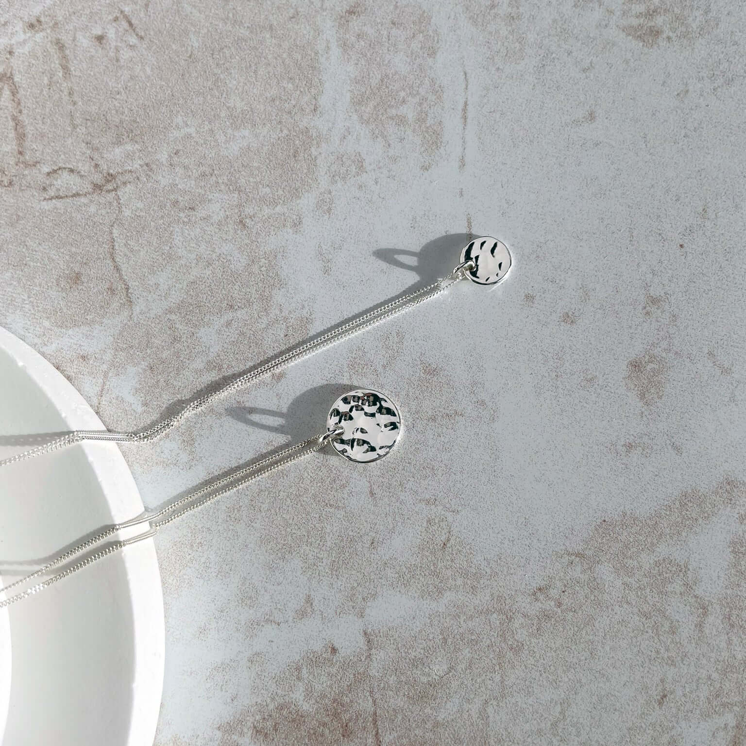 Handmade Eco-Friendly fine jewellery by Marie Beatrice Gade, DOMINGA - Hammered silver pendant necklace