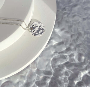 Handmade Eco-Friendly fine jewellery by Marie Beatrice Gade, DOMINGA - Hammered silver pendant necklace