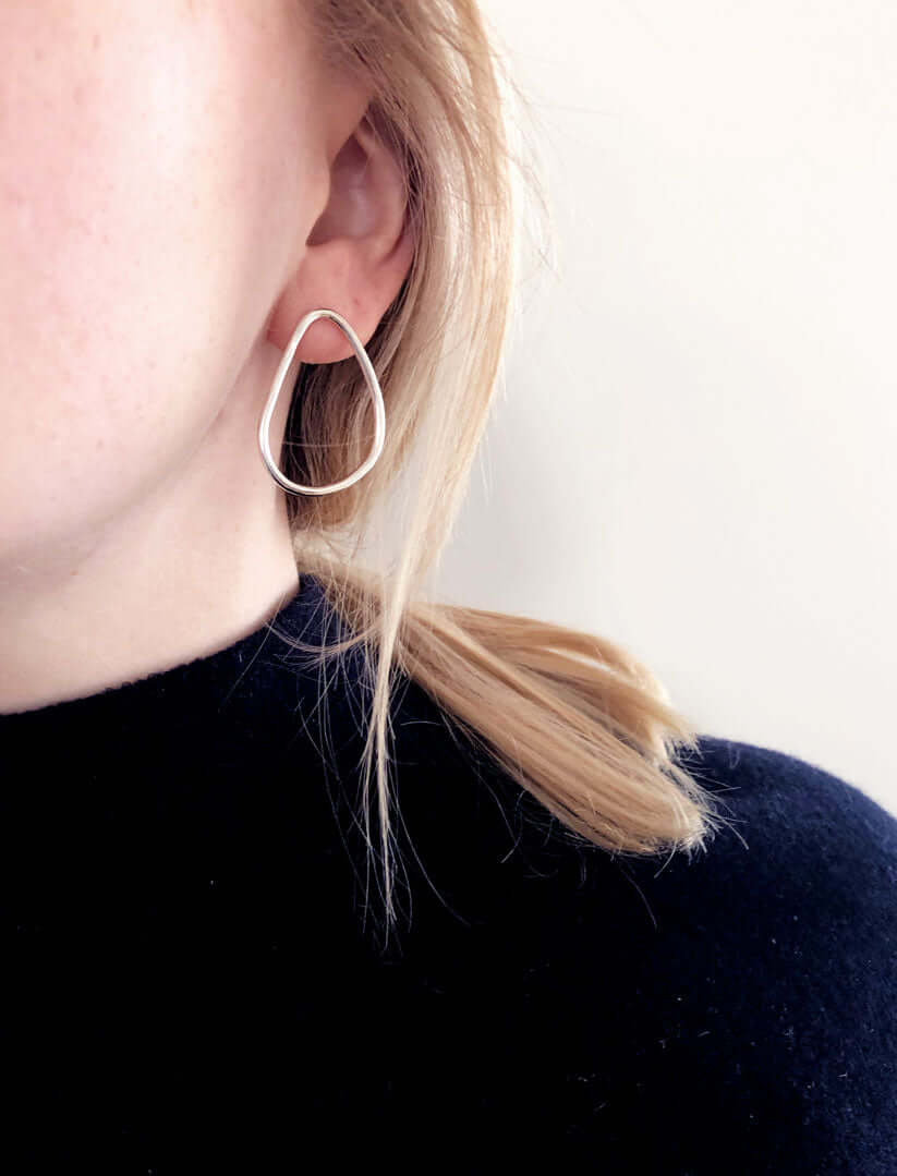 Handmade Eco-Friendly fine jewellery by Marie Beatrice Gade, ELENA - Oval silver earrings