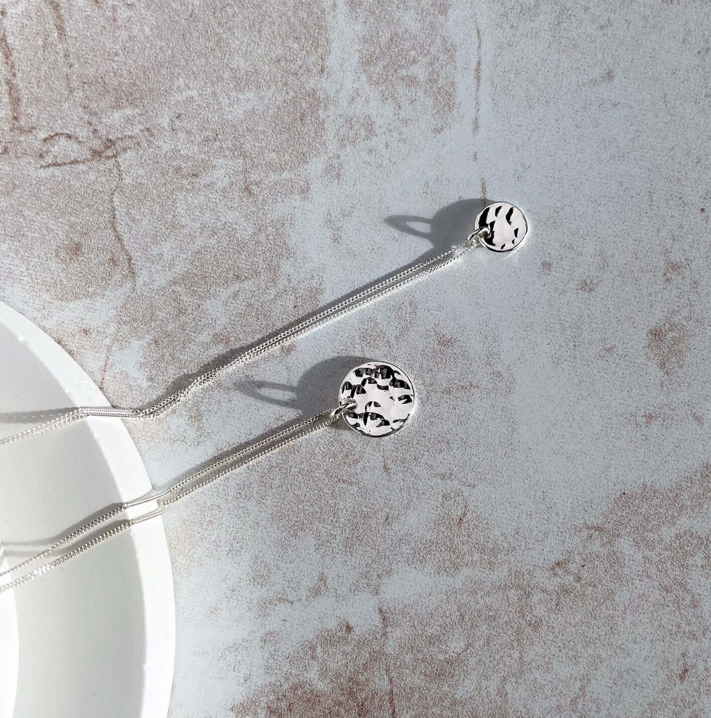 Handmade Eco-Friendly fine jewellery by Marie Beatrice Gade, DOMINGA Mini - Textured silver pendant necklace