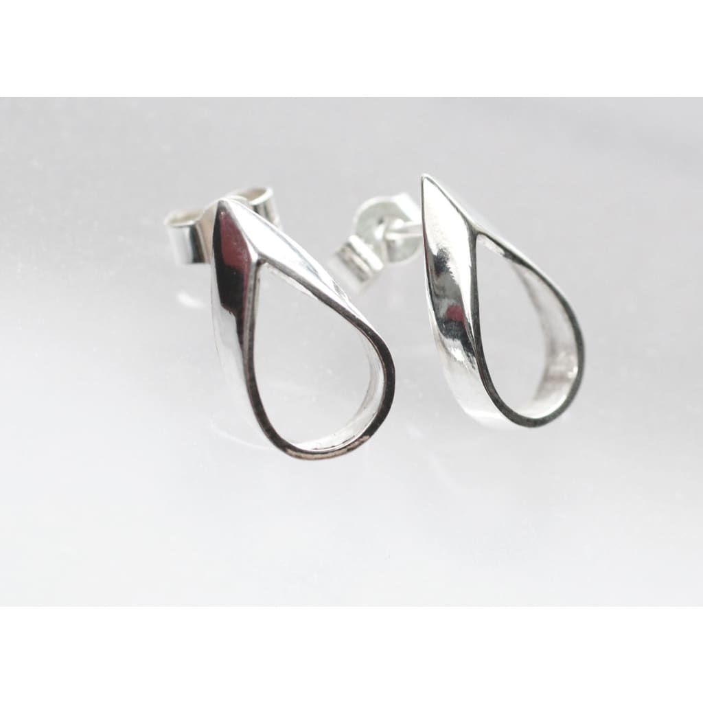 CLAIRE Mini Earrings - hollow teardrop-silver-earrings-on-by-eco-jeweller-Marie-Beatrice-Gade