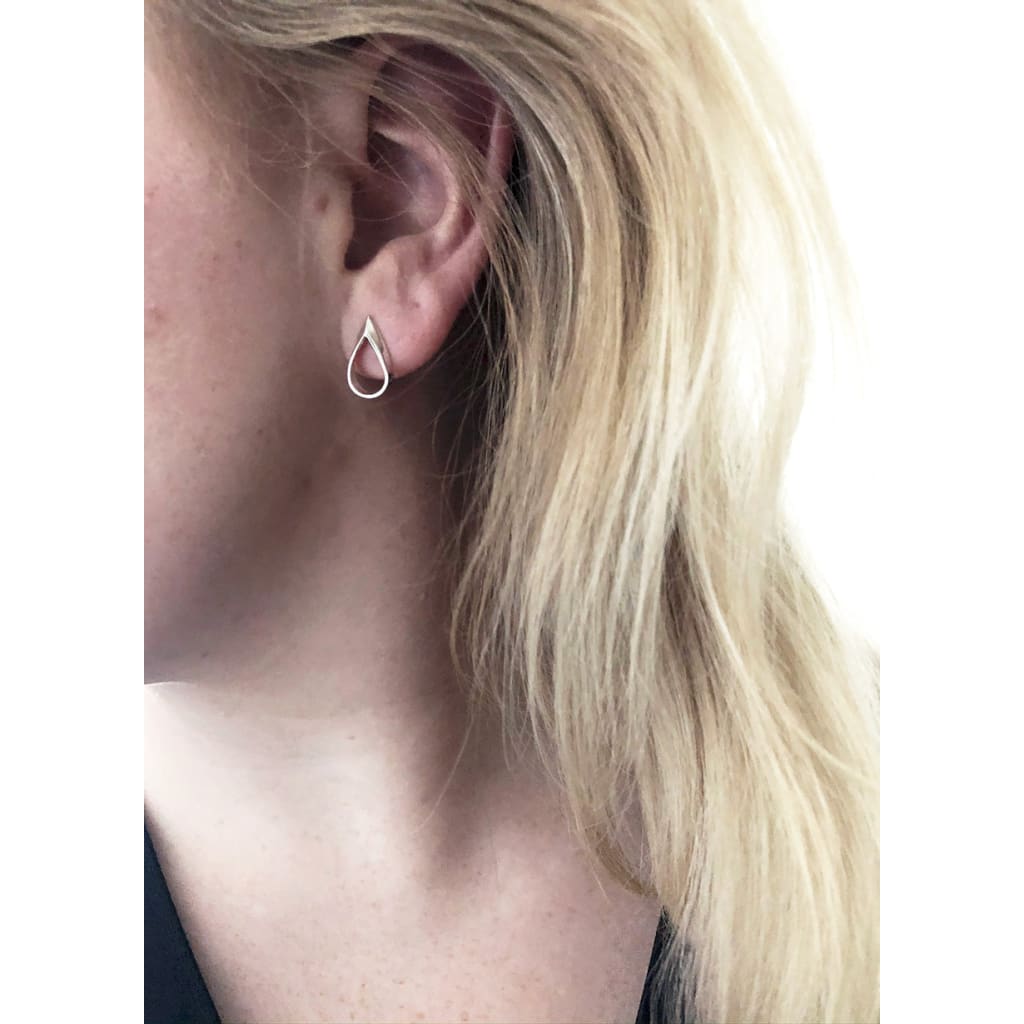 Handmade Eco-Friendly fine jewellery by Marie Beatrice Gade, CLAIRE MINI - Hollow teardrop silver earrings