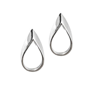 CLAIRE Mini Earrings - hollow teardrop-silver-earrings-on-white-background-by-Marie-B-Gade