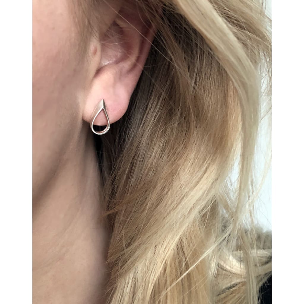 Handmade Eco-Friendly fine jewellery by Marie Beatrice Gade, CLAIRE MINI - Hollow teardrop silver earrings