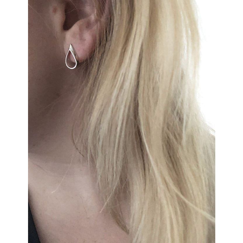 Handmade Eco-Friendly fine jewellery by Marie Beatrice Gade, CLAIRE MINI - Hollow teardrop silver earrings
