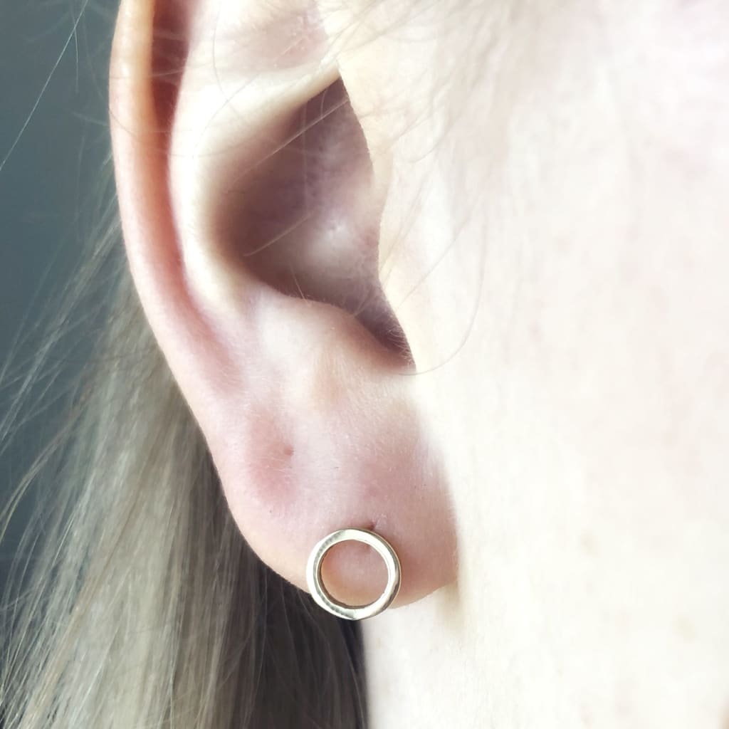 Handmade Eco-Friendly fine jewellery by Marie Beatrice Gade, CONTINUUM - 9K recycled gold circle earrings