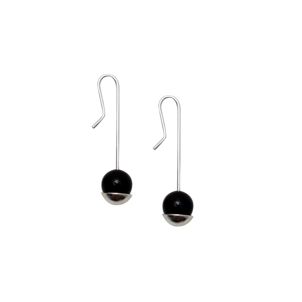 Dionne earrings by Marie Beatrice Gade made from recycled silver and onyx beads