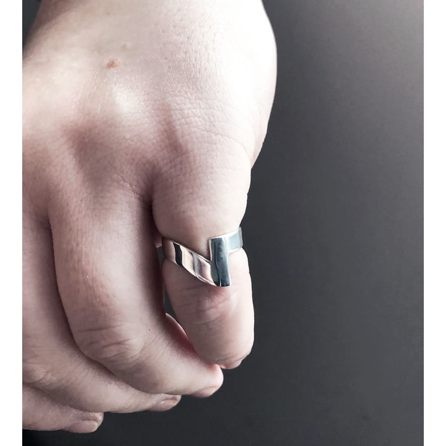 ELAIA-Unisex-silver-ring-by-Marie-Beatrice-Gade-on-hand