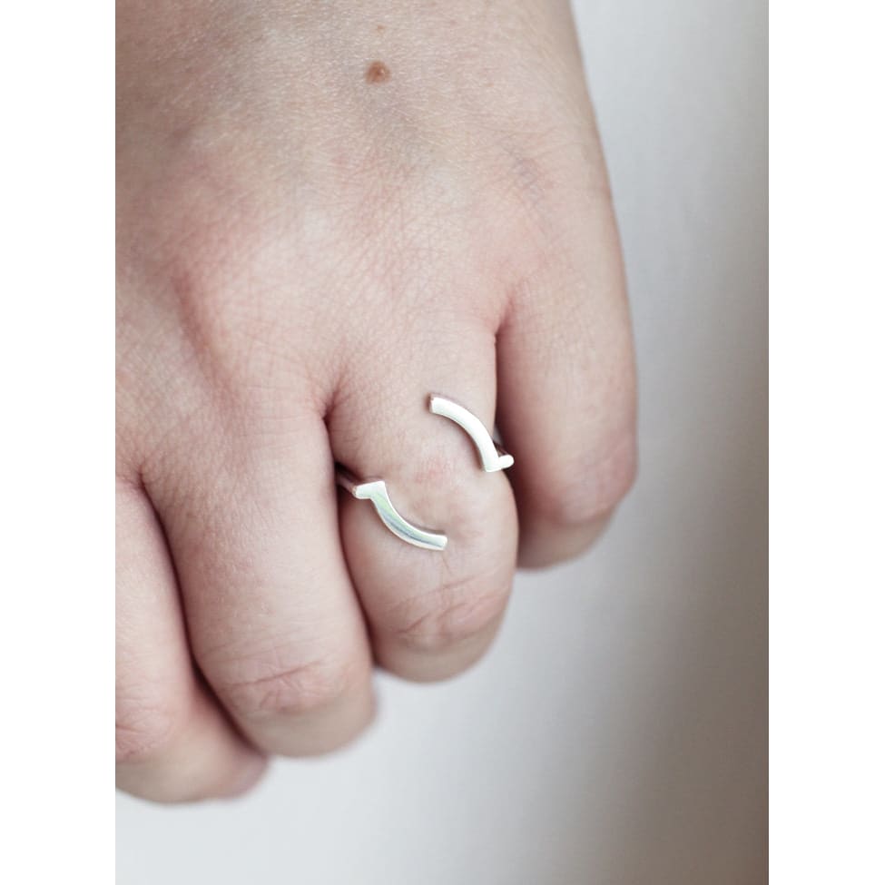 Gefion silver ring by eco jeweller M of Copenhagen shown on models hand