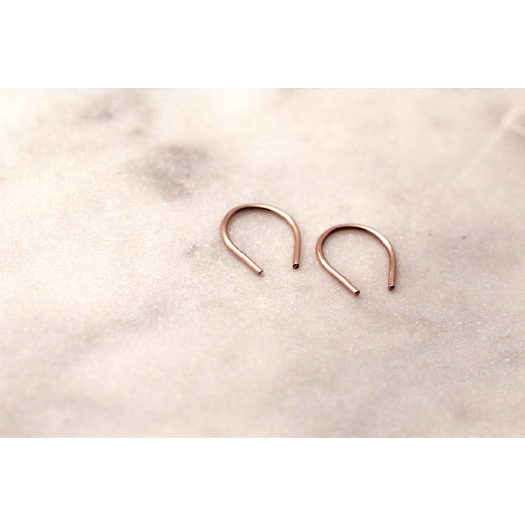 Handmade Eco-Friendly fine jewellery by Marie Beatrice Gade, HOOK MINI 9K Red Gold Earrings