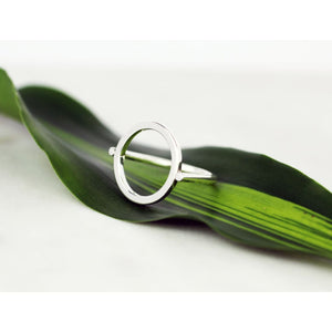 Hoop ring by M of Copenhagen form recycled silver showcased from side
