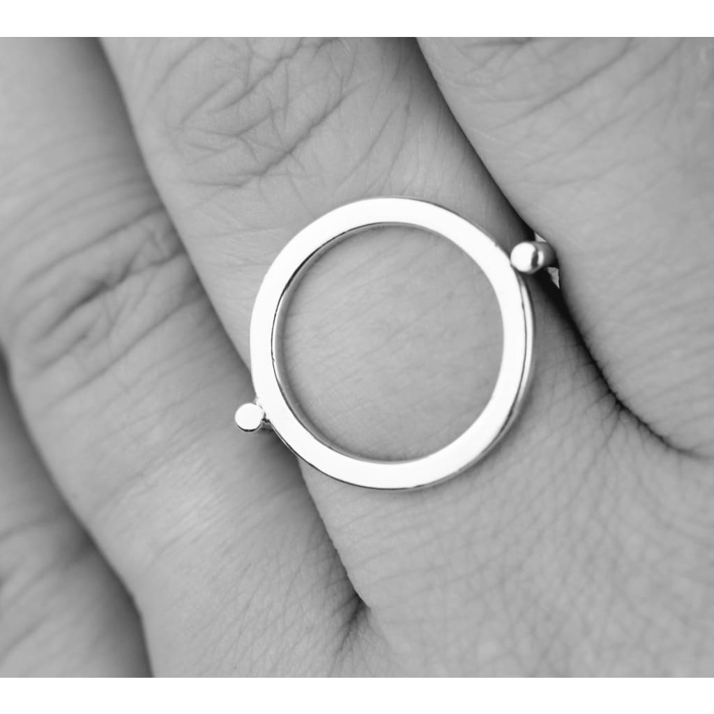 Hoop ring by M of Copenhagen form recycled silver showcased on hand
