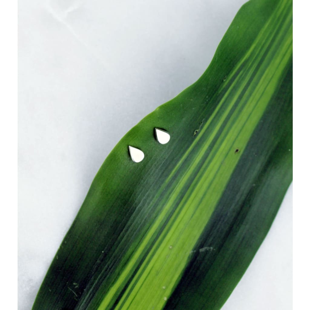 Recycled silver earrings Laguna Mini by M of Copenhagen  laying on a leaf
