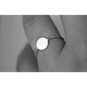 Moon ring by M of Copenhagen from recycled silver shown on hand