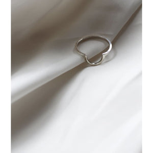 Mykonos Ring in recycled silver ring on white silk