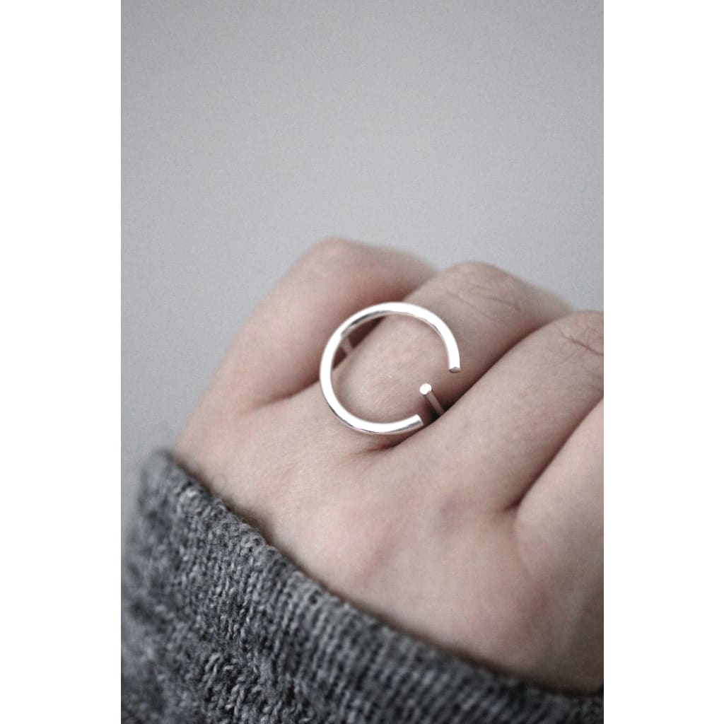 Olympia ring by M of Copenhagen with recycled silver shown on hand
