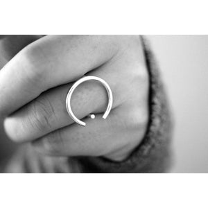 Olympia ring by M of Copenhagen with recycled silver shown on hand
