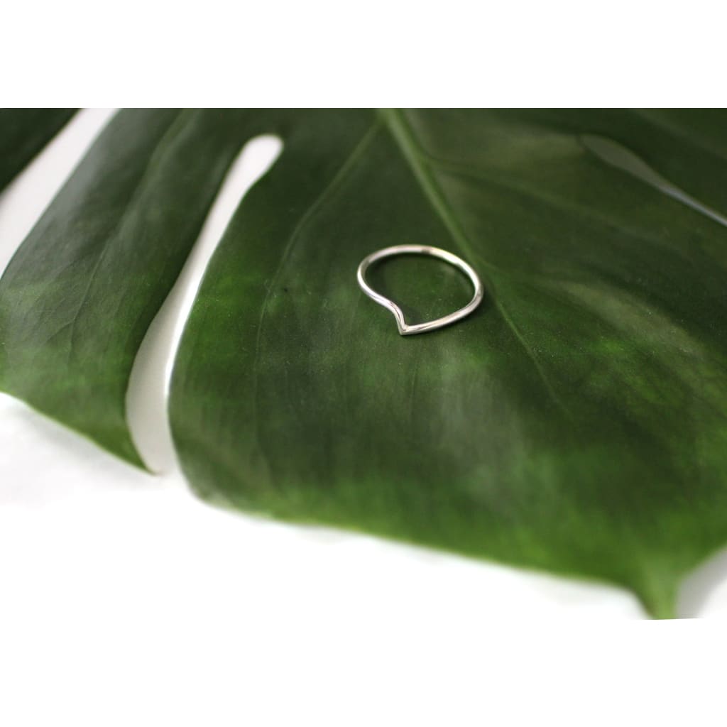 Thy ring by M of Copenhagen made with recycled silver posed on a leaf