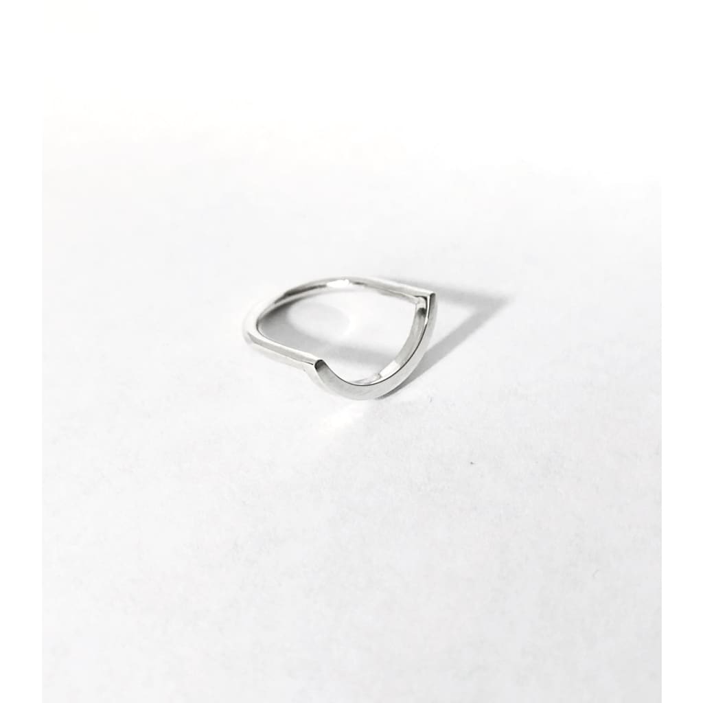 Uno unisex curved U shaped ring in recycled silver by M of Copenhagenonwhite background