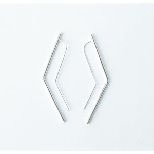 Vixen earrings by M of Copenhagen made with recycled silver flat lay on white background